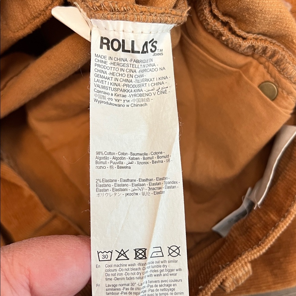 ROLLA’S EASTCOAST CROP FLARE HIGH RISE TAN CORDUROY PANTS SIZE 28 - Picture 13 of 16